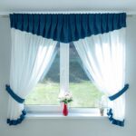 Perdea bucătărie mini Inza albastru M34 lățime 280 cm, înălțime 150 cm