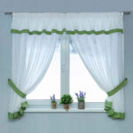 Perdea bucătărie mini Inza verde M10 lățime 280 cm, înălțime 150 cm