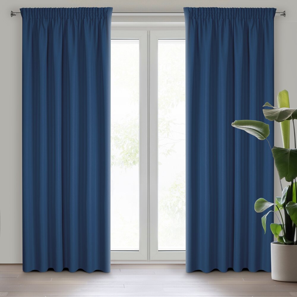 Draperie bleumarin Rita 140x270 cm din material neted