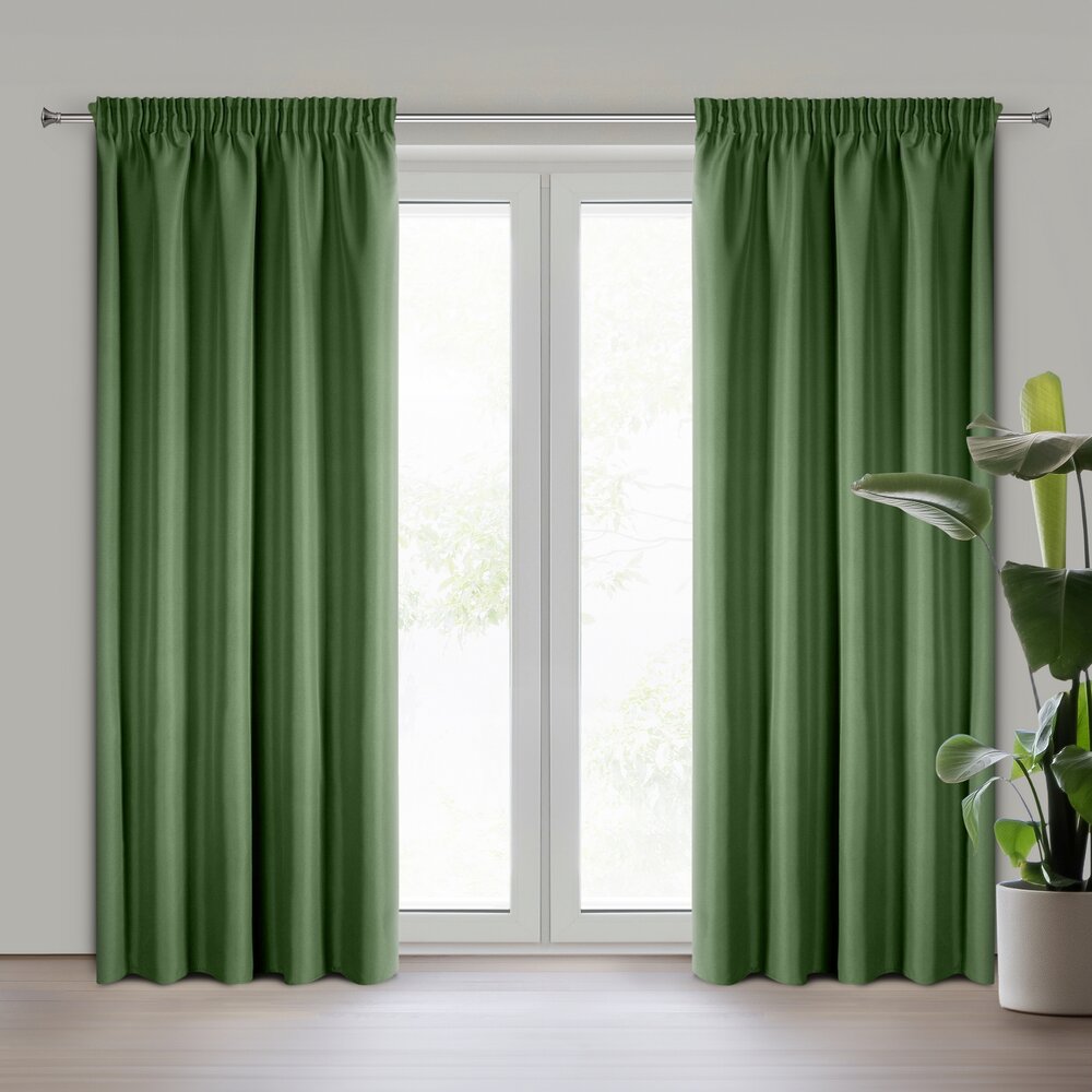 Draperie verde Rita 140x270 cm din material neted