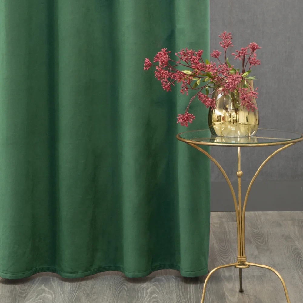 Draperie catifea verde inchis Melanie 140x270 cm cu bandă de prindere