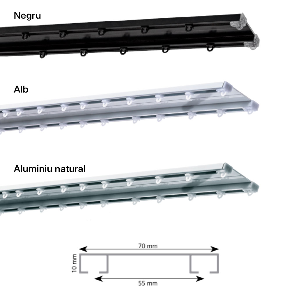 Sina aluminiu 2 canale - soluția ideală pentru perdele și draperii