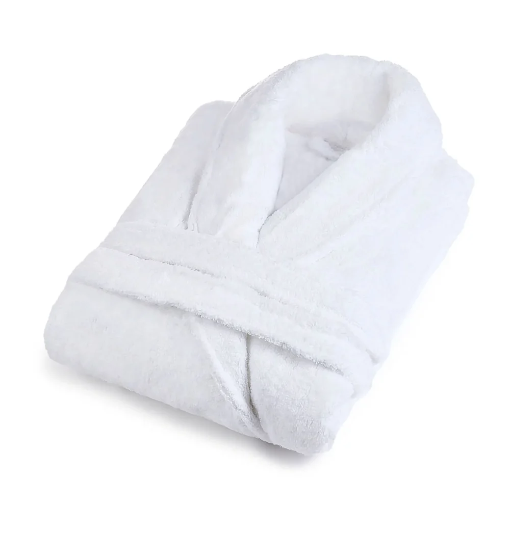Halat de baie alb velur bumbac 100% - imagine 2
