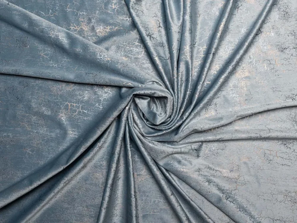 Draperie catifea Dakka culoare albastră cu model - imagine 2