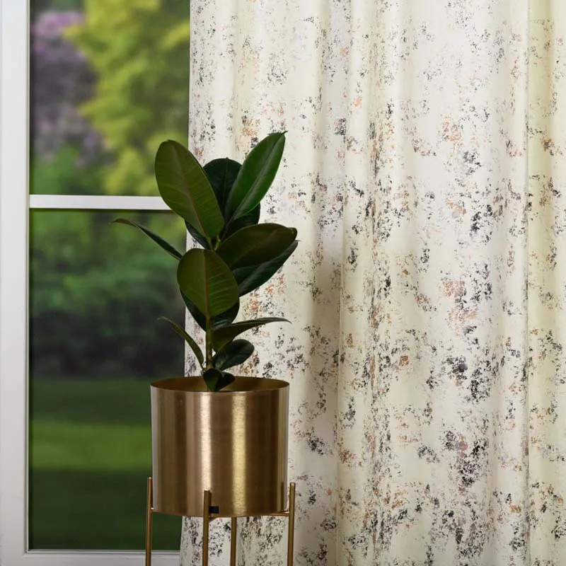 Draperie catifea Sierra culoare crem cu model