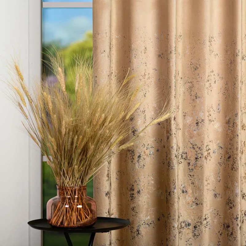 Draperie catifea Sierra culoare bej cu model